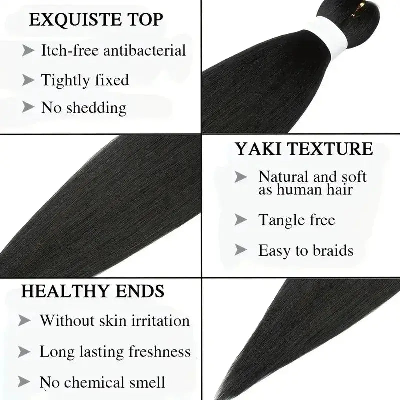 WIGSIN 20-inch synthetic pre-stretched yaki box braiding hair by Simples Market in black