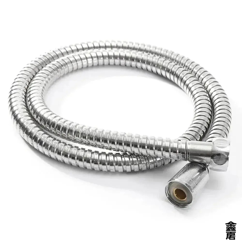 Flexible stainless steel shower hose with chrome finish and threaded connectors