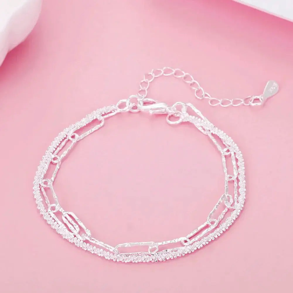 925 Sterling Silver Fine Chain Bracelet For Women And Men With Charms Wedding Gift Fashion Jewelry