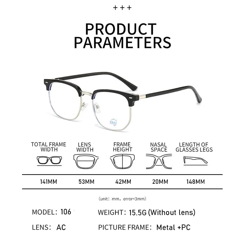 XJiea 2024 Photochromic Anti Blue Light Glasses Reducing Eye Strain For Office And Computer Use Unisex Eyewear
