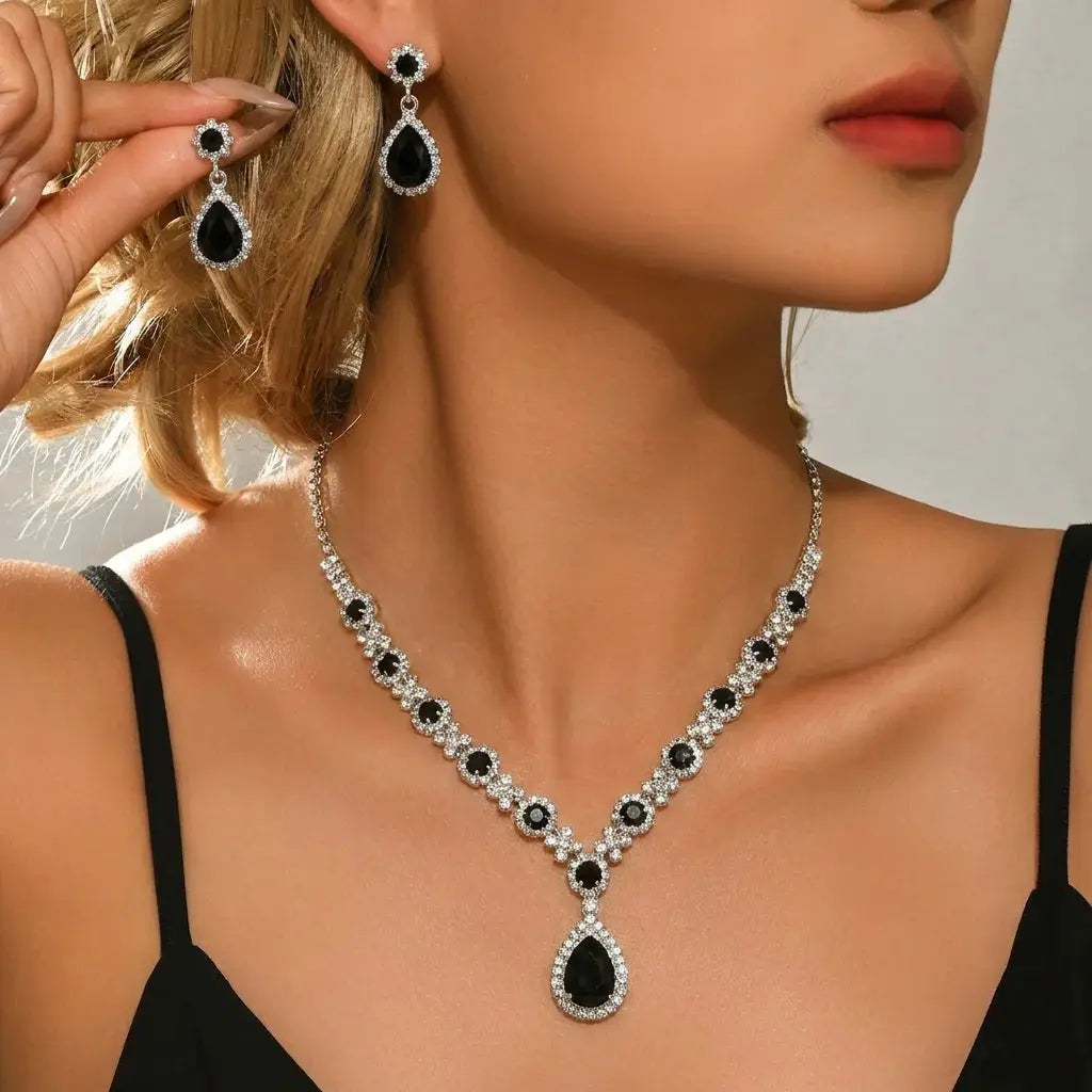 Water Droplet Necklace And Earrings Set Elegant Two Piece Jewelry Gift For Girlfriend And Best Friend Birthday Surprise