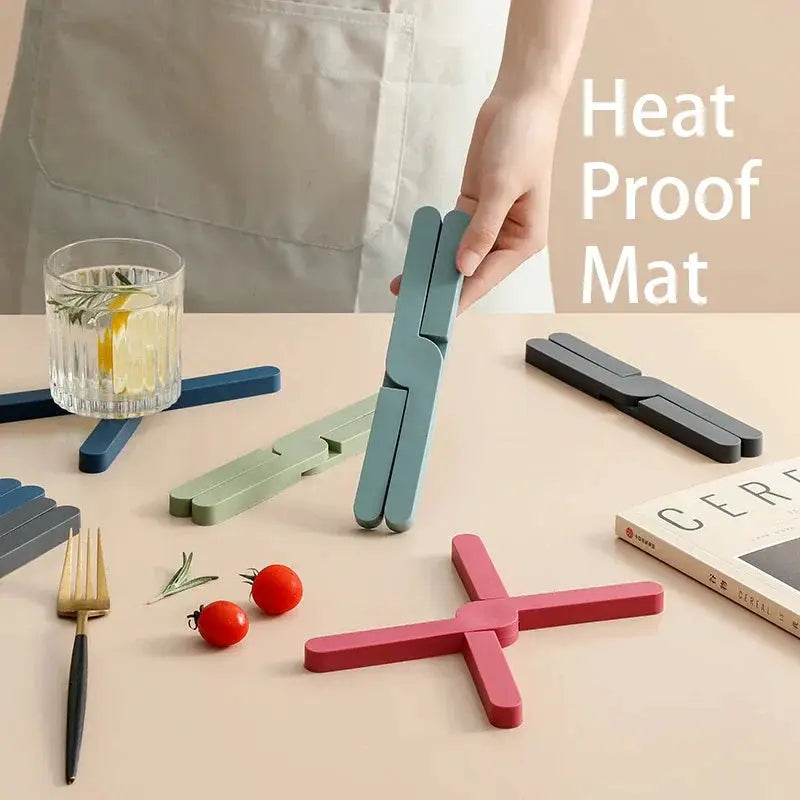 X Shaped Silicone Heat Resistant Pad Foldable Non Slip Pot Mat Coaster