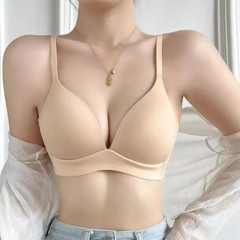 Simples Market nude seamless push-up bra, non-wire with deep-V 3/4 cup