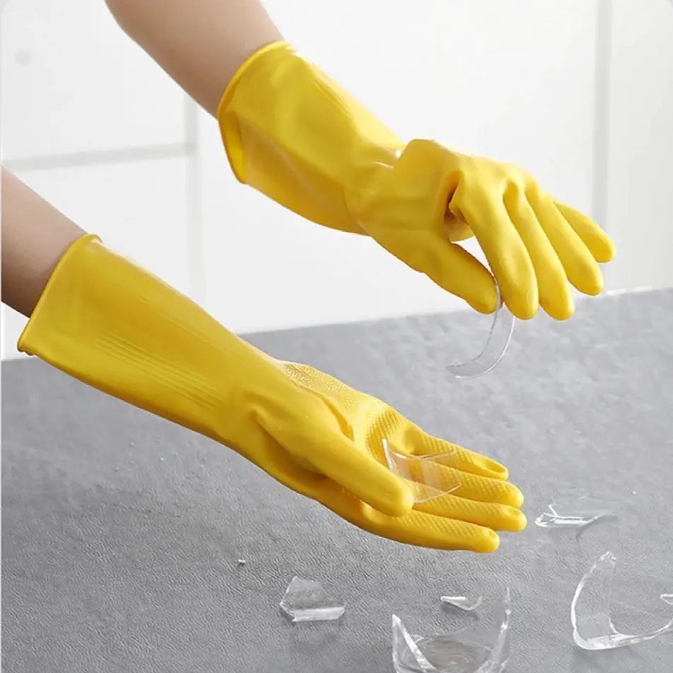 Latex dishwashing gloves, yellow, waterproof for kitchen and housework