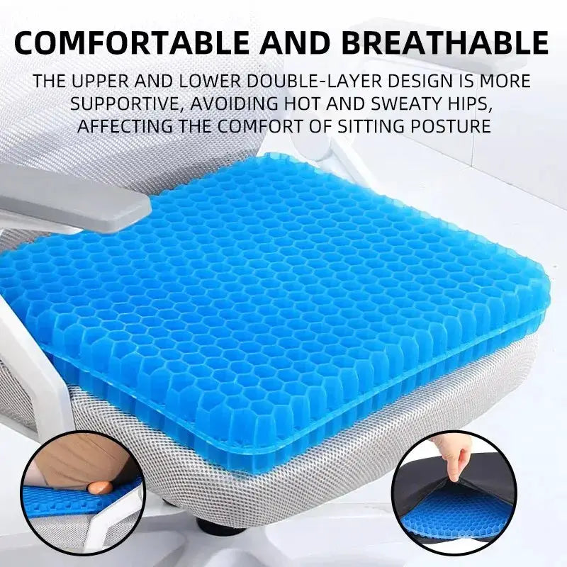Gel Seat Cushion With Breathable Honeycomb Design For Pressure Relief Tailbone Pain Home Office Wheelchair Car