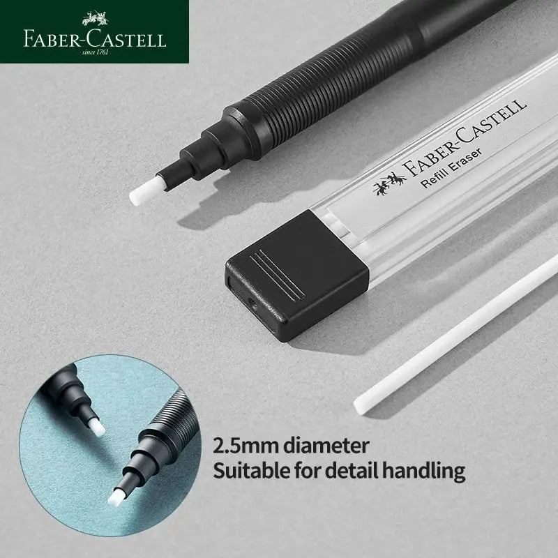 Faber-Castell retractable eraser pencil with refill eraser, 2.5mm diameter, black barrel