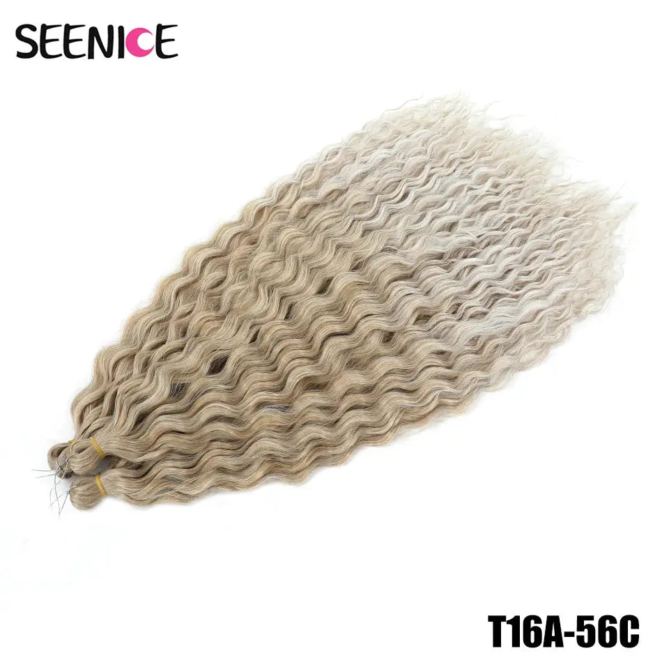 Seenice crochet hair extension, Ariel curl deep twist Afro waves, ombre blonde, 22in water wave braiding hair