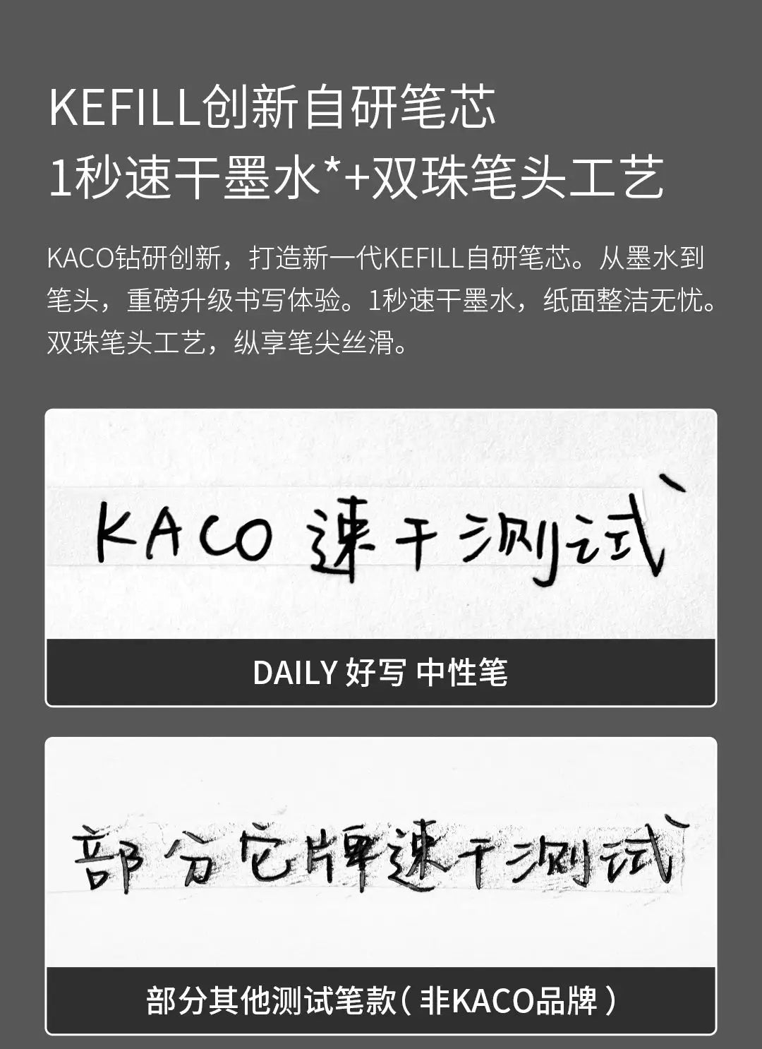 KACO gel pens with metal clip, 0.5mm black ink, quick-drying, large-capacity 800m, Simples Market
