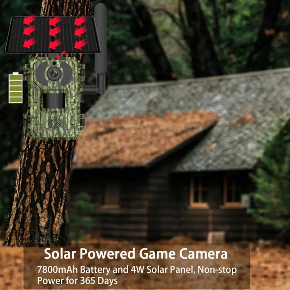 Simples Market Solar Powered Game Camera with 4G, 2K, PIR motion, camouflage housing, IP65 outdoor