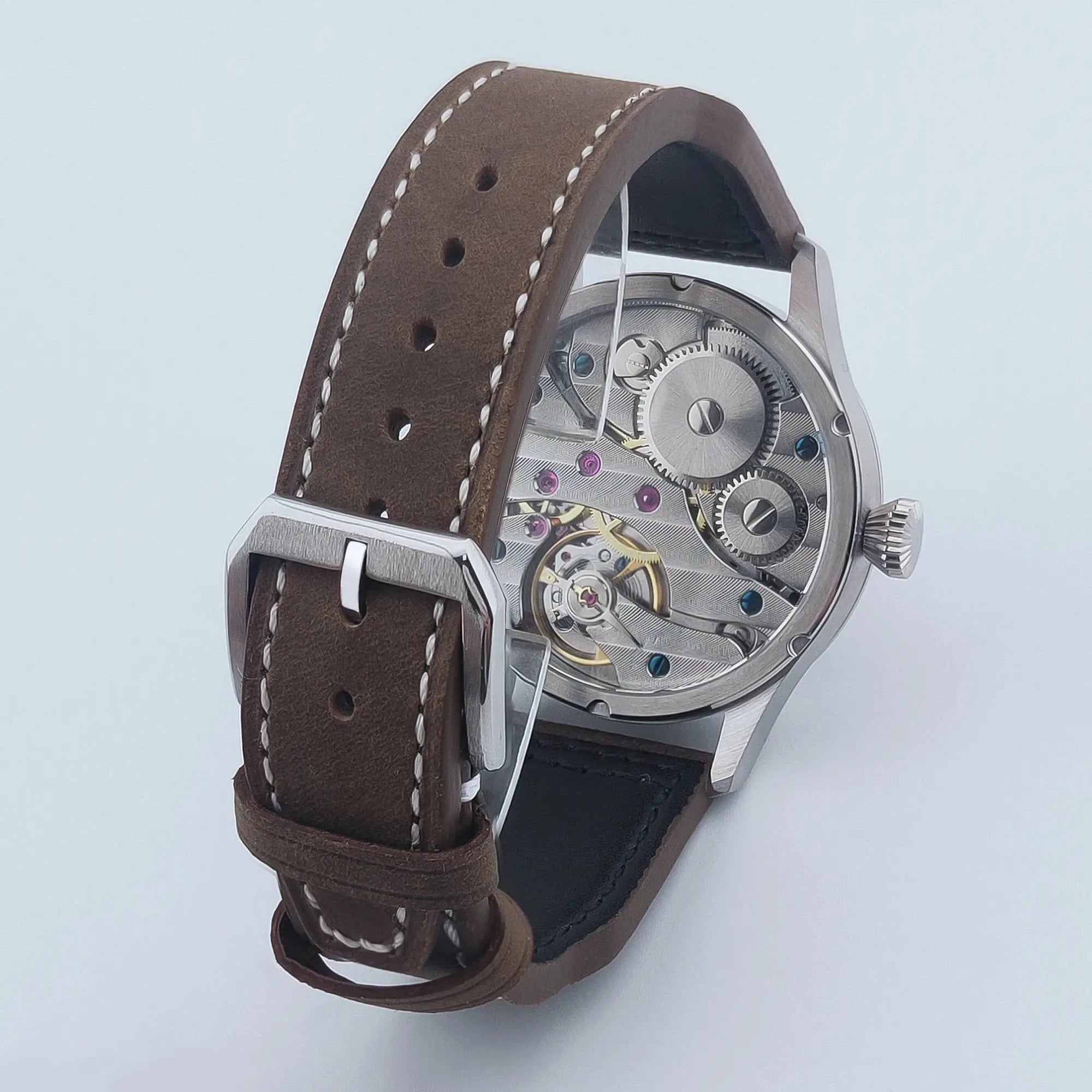 Corgeut Luxury Sapphire Glass 42mm Hand Wound Mechanical Watch With 316L Steel Case And 30m Water Resistant