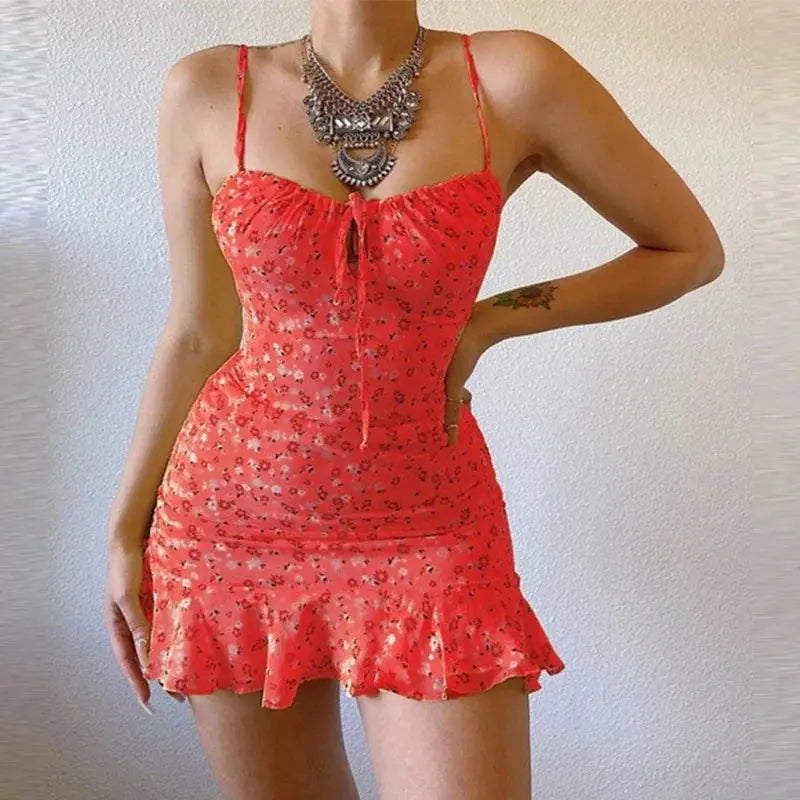 NovaLuxe FloraCamisole Dress Flattering Fit And Flare Silhouette With Small Floral Print For Summer Comfort