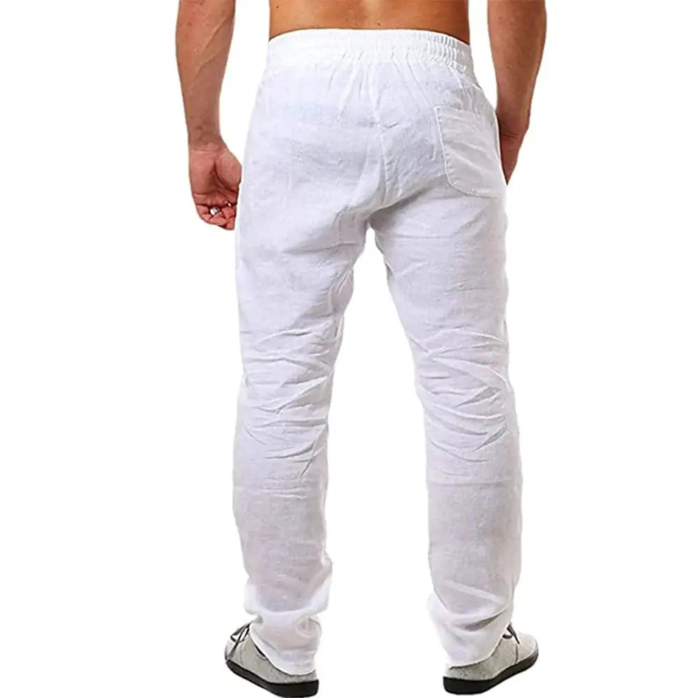 Men's Cotton Linen Pants Breathable Autumn Solid Color Linen Trousers Streetwear And Fitness Sizes Small Through 3XL