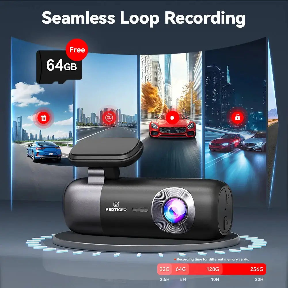 REDTIGER F9 dash cam front-rear 4K with WiFi GPS, by Simples Market