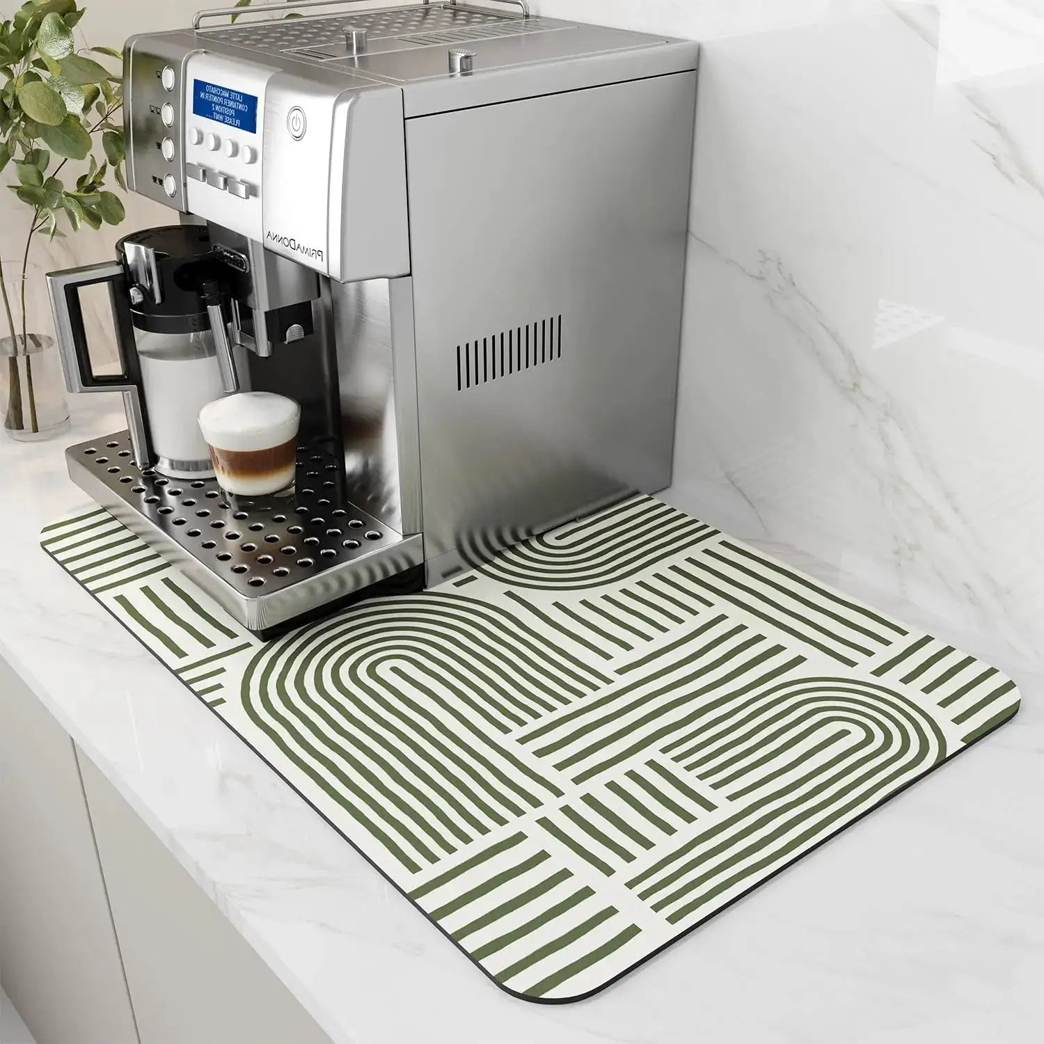 Coffee Machine Mat With Rubber Backing Water Absorbent Dish Drying Pad For Kitchen Worktop Drainage And Home Decor