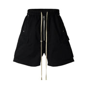 2025 Dark RO Style Drawstring Multi-pocket Tooling Shorts Men's Niche Casual Loose Straight Five-point Pants