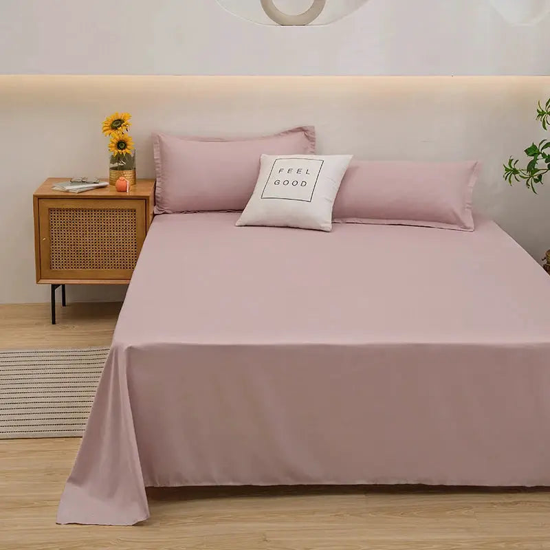 Simples Market pink flat sheet for double bed; solid color bed linen