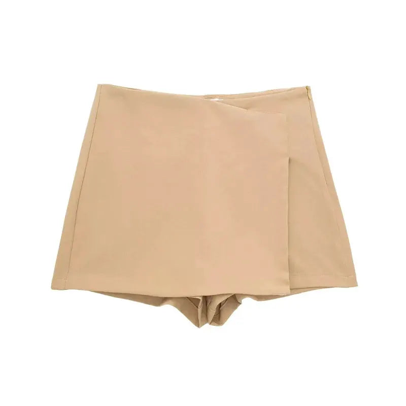Womens 2025 Asymmetric Skort High Waist Black Skirt Shorts With Stretch Polyester For Women