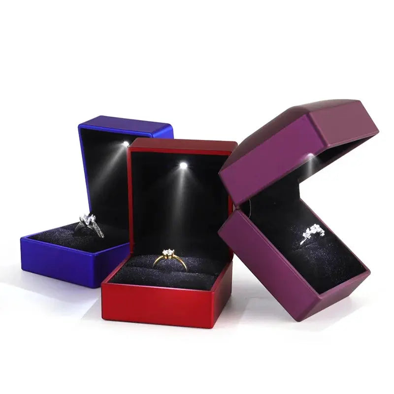 Creative Led Lighting Jewelry Set Ring Pendant Necklace And Bracelet With Light Up Jewelry Box Packaging