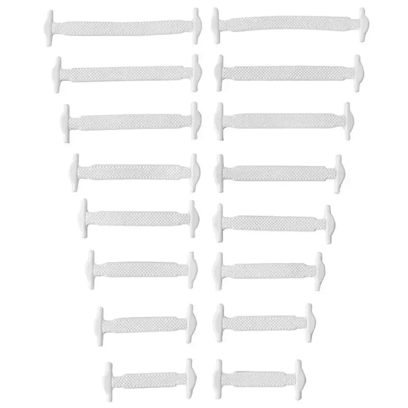 16-pack elastic no-tie shoelaces for sneakers, white silicone stretch shoelaces