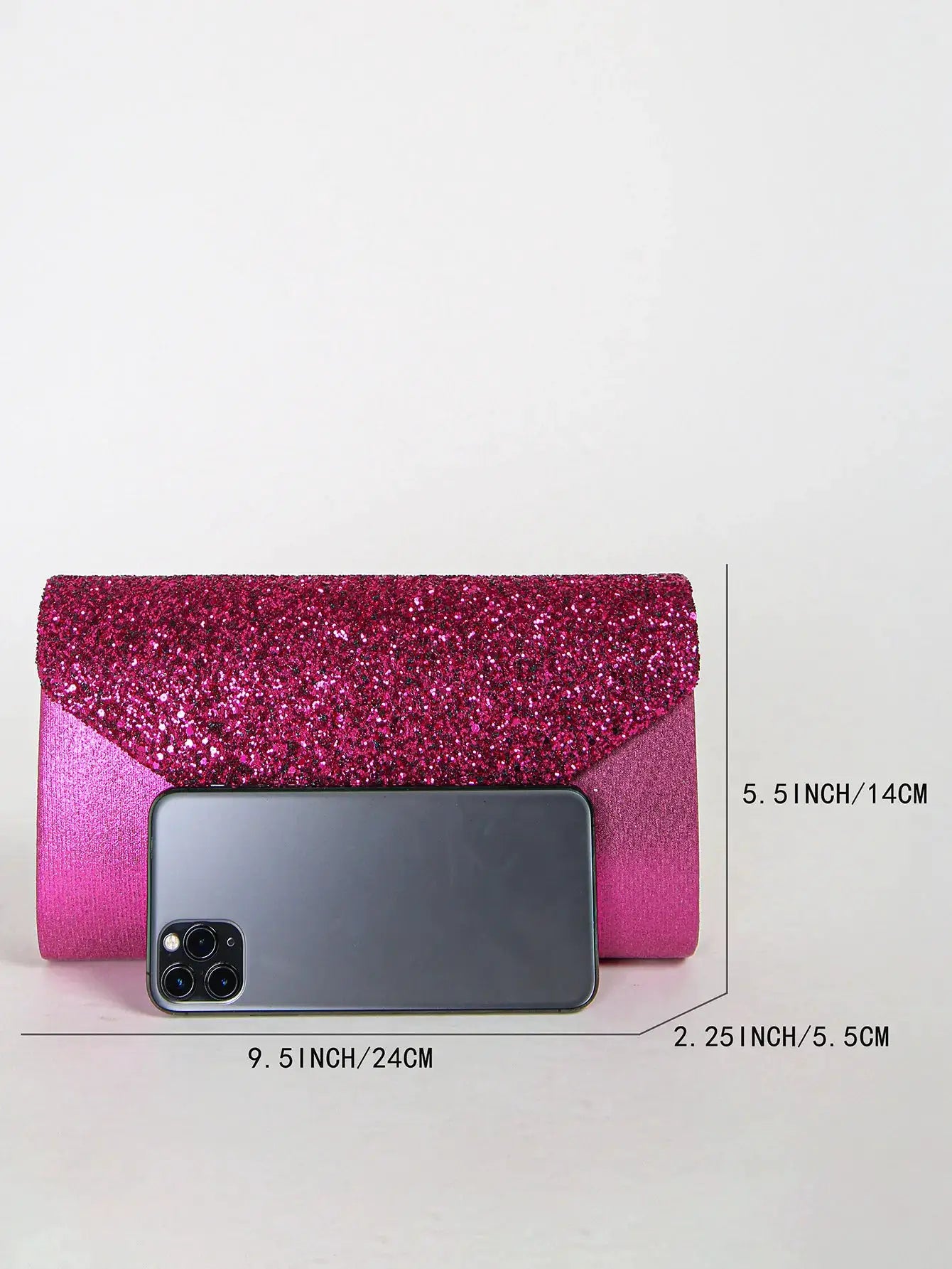 Sequin pink envelope clutch purse for party, evening handbag
