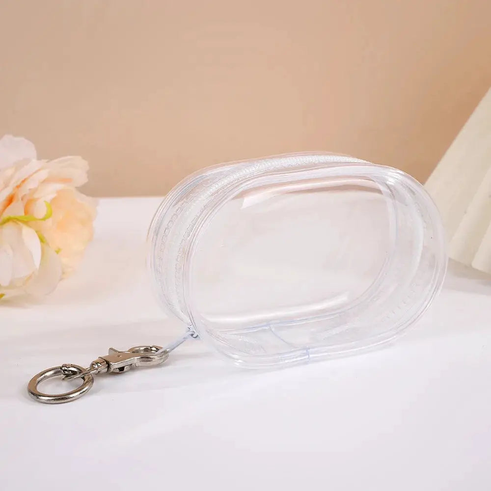 Transparent Plastic Jewelry Organizer Box Pouch With Keychain Cute Doll Bag Dustproof Case For Storage