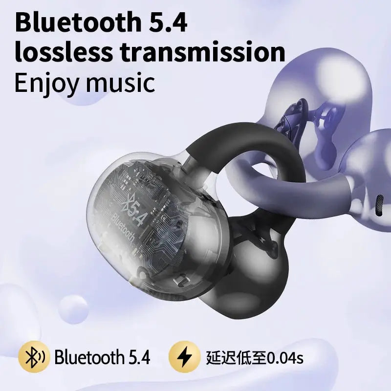 PulseWave Secure Fit Sport Earclip Wireless Bluetooth Headphones With LED Display For Gaming