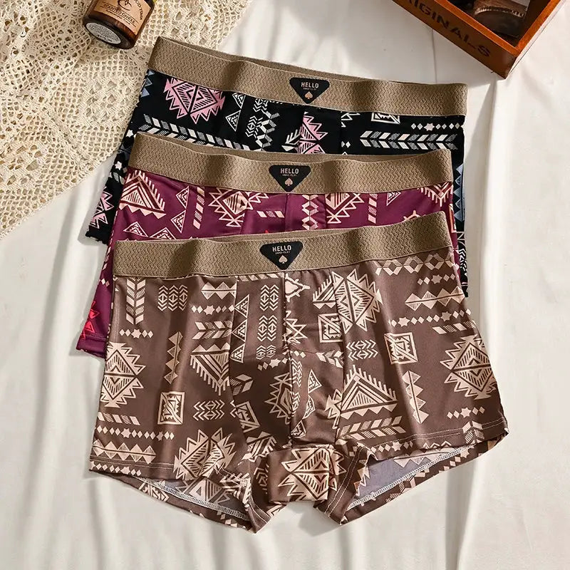 Simples Market men's boxer shorts 4-pack in geometric prints, ice silk fabric, antibacterial, plus size L-6XL