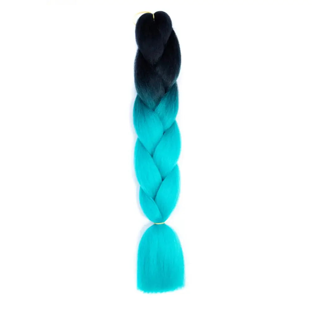 24-inch DIY jumbo braiding hair Afro ombre crochet braid; black to teal gradient, Simples Market