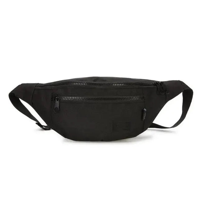 Fanny pack black with two zip pockets and adjustable strap