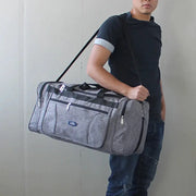 Men travel duffle bag, grey Oxford waterproof fabric with multiple zipper pockets, large capacity, Simples Market