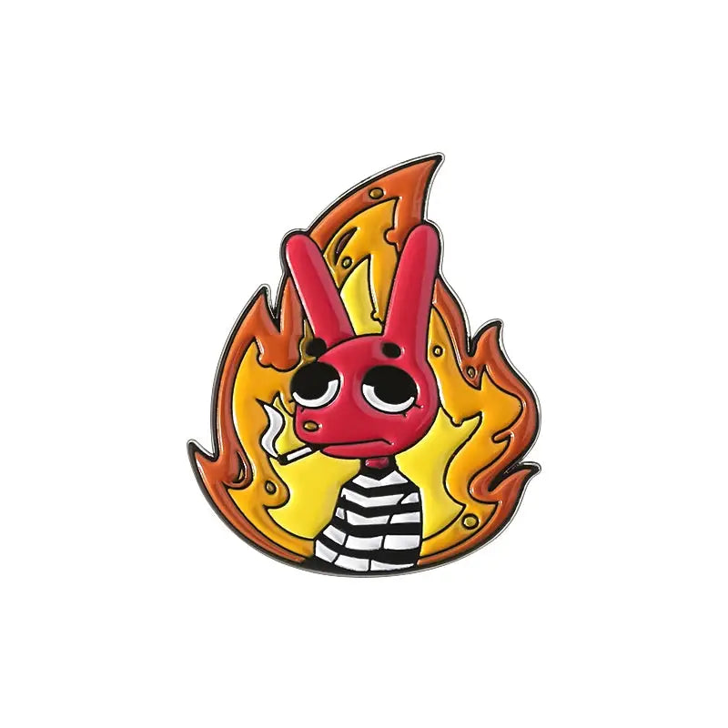 Funny Cartoon Animal Enamel Pins Set Red Eared Animals Brooches Lapel Pins For Backpacks Gift For Friends