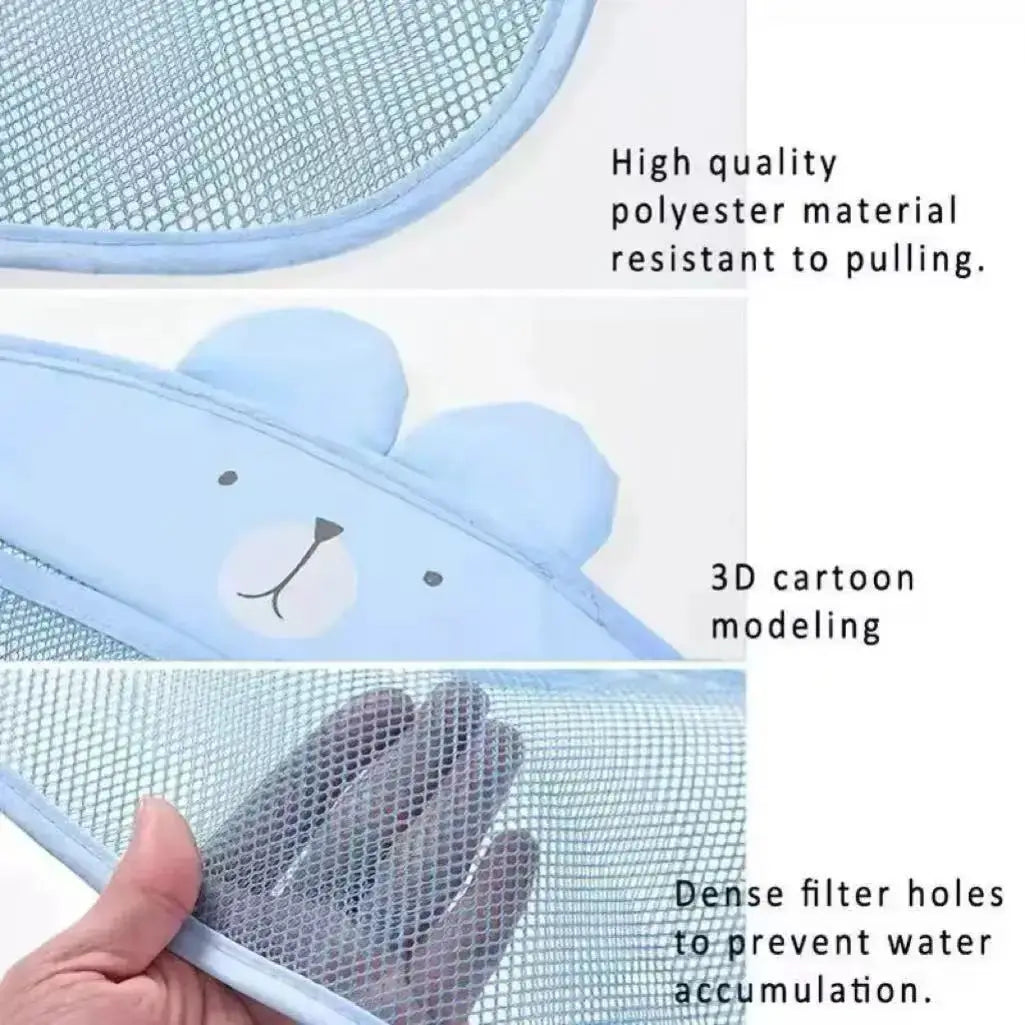 White Baby Bath Toys Storage Mesh Bag With Strong Suction Cups For Kids Toddlers Bathroom Organizer