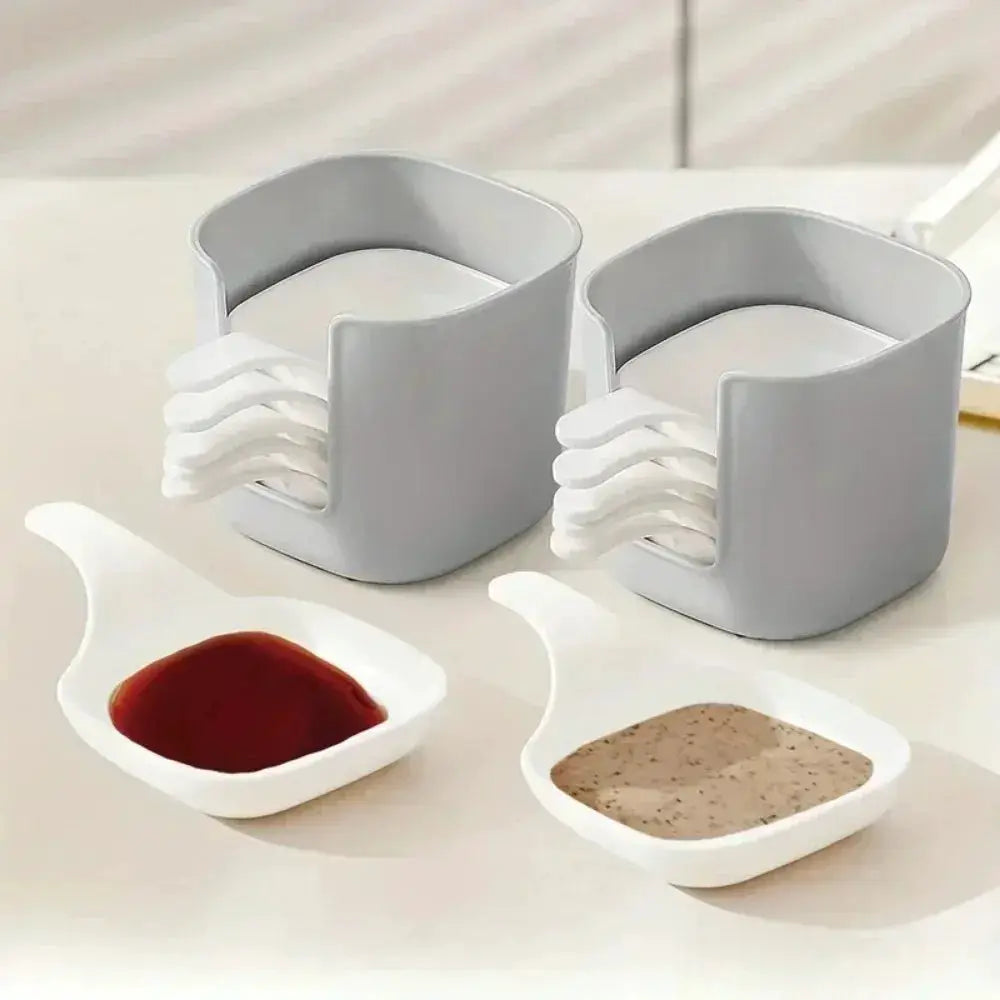 7 Piece Plastic Sauce Dish Set Dipping Condiment Snack Plates Kitchen