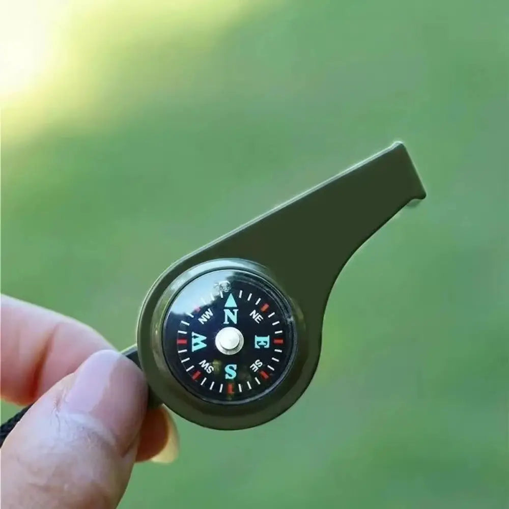 3in1 outdoor emergency whistle with compass, Simples Market olive green pocket clip