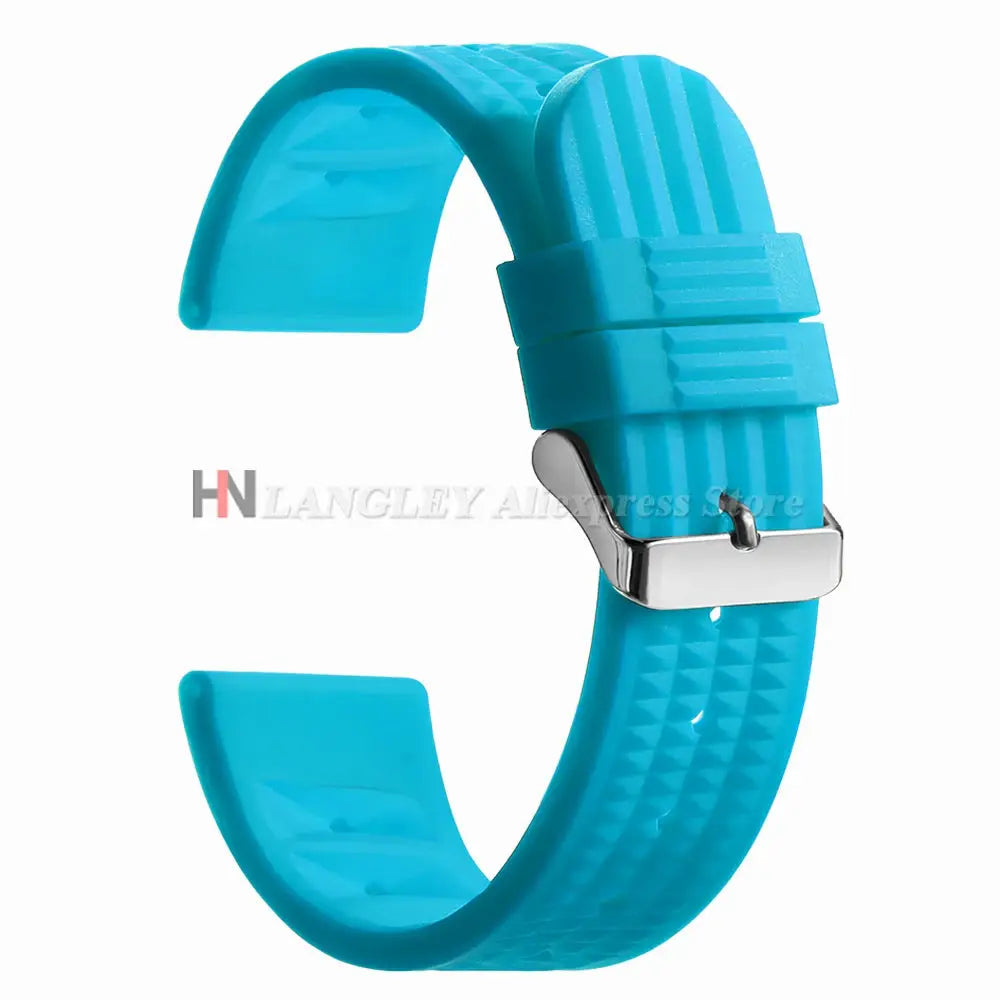 Watchdives Soft Rubber Waffle Strap 20mm 22mm Silicone Diver Watchband For Seiko SKX007 Waterproof