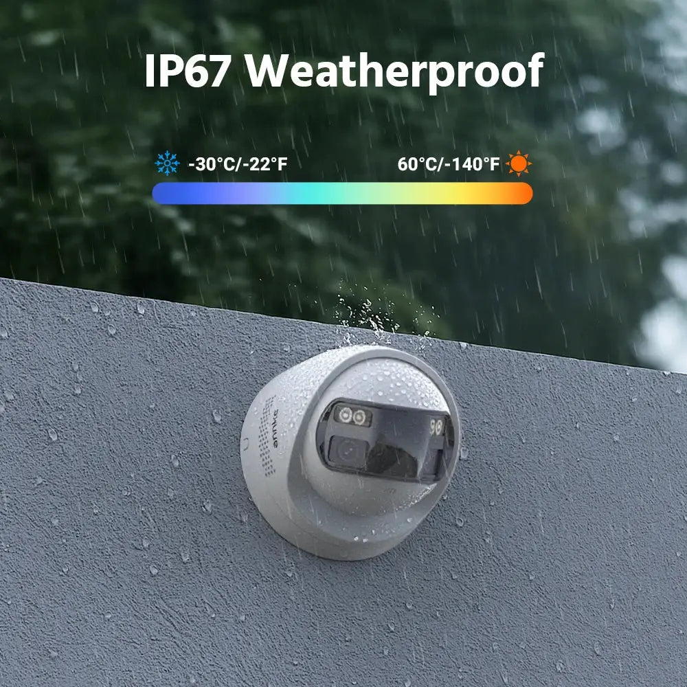 ANNKE outdoor dual-lens 4K/8MP POE surveillance camera in gray with weatherproof housing