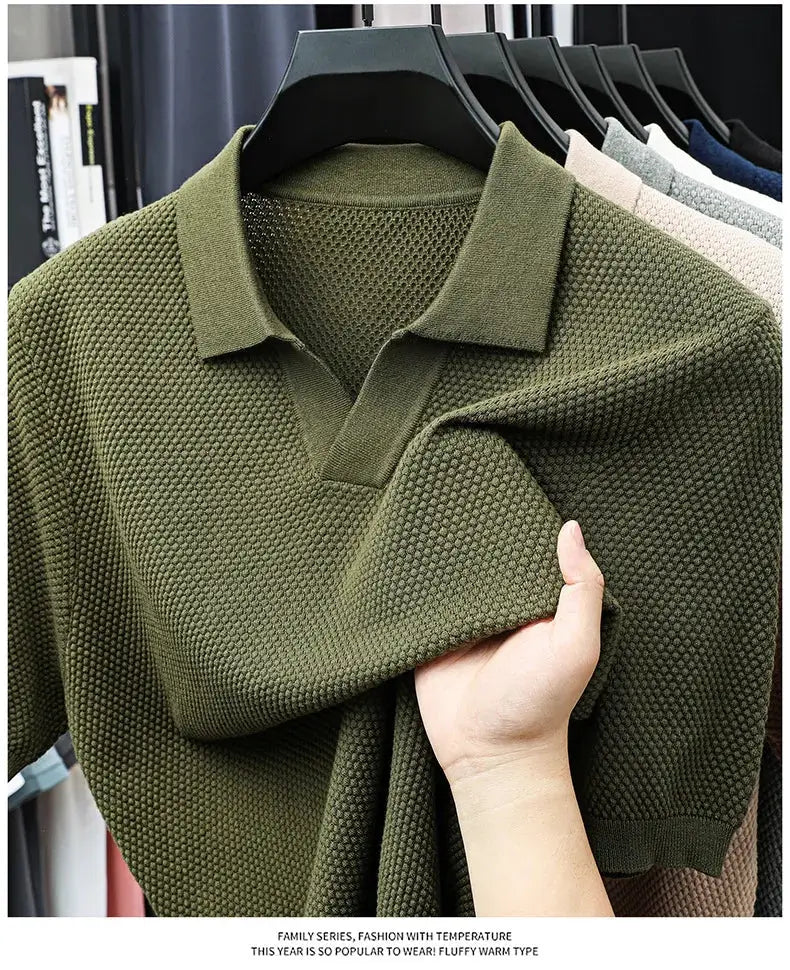 Polo shirt Simples Market olive green 100% cotton knitted, short sleeves, multiple colors visible