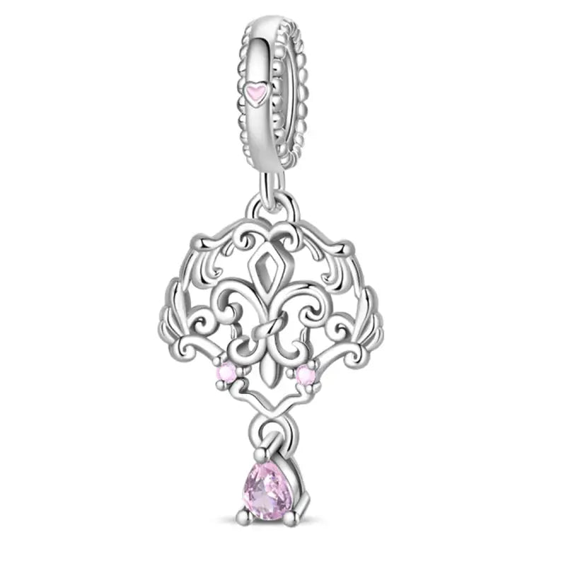 Silver Plated Guardian Angel Heart Shaped Zircon Charms Beads for Original Qikaola 925 Bracelets DIY Jewelry Gifts - Simples Market