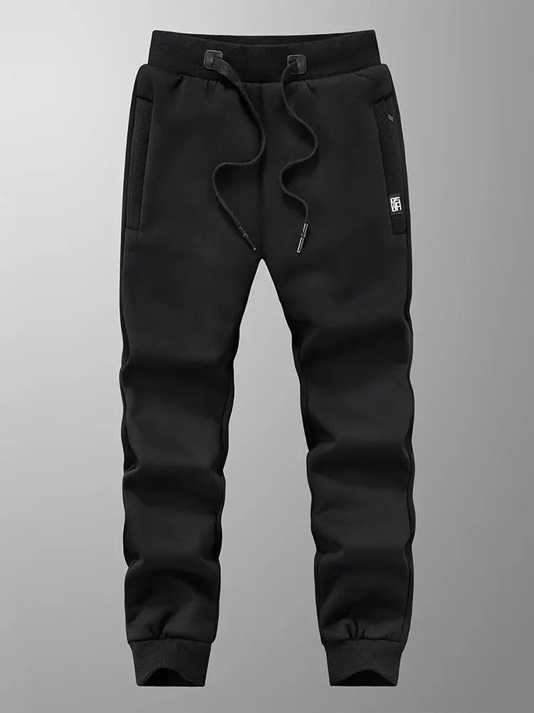 Winter men's fleece joggers by Simples Market with drawstring waist, zip pockets, ribbed cuffs, plus size