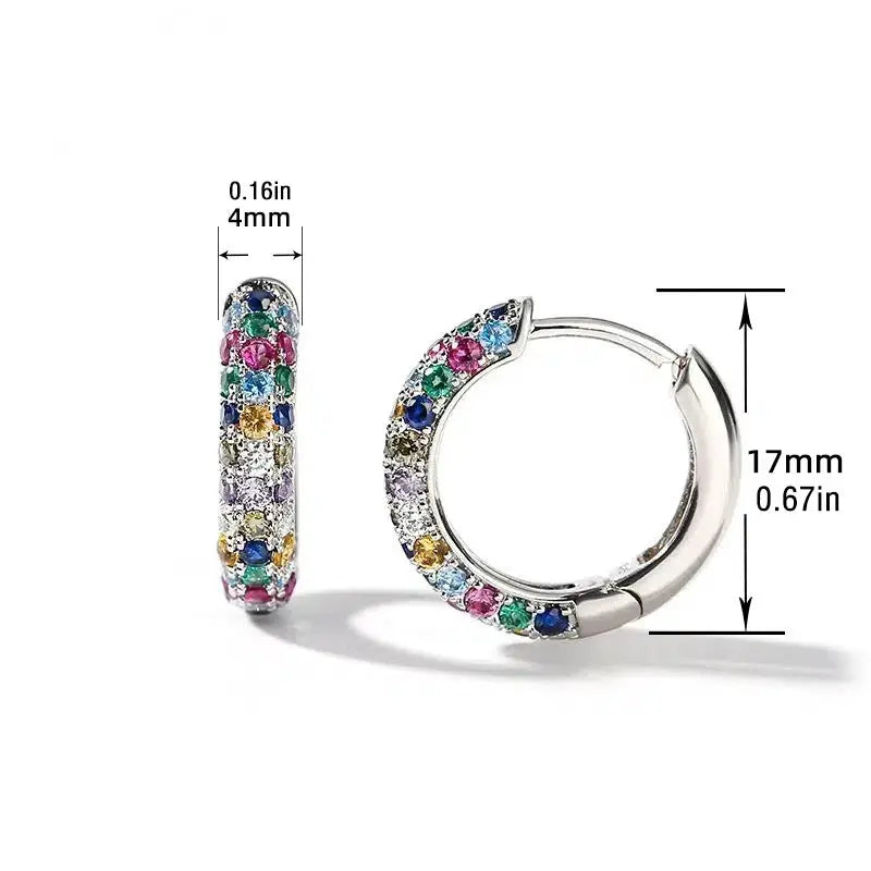 Crystal Lymphatic Drainage Earrings Colorful Crystal Round Hoop Earrings Magnetic Therapy Weight Loss Slimming Jewelry
