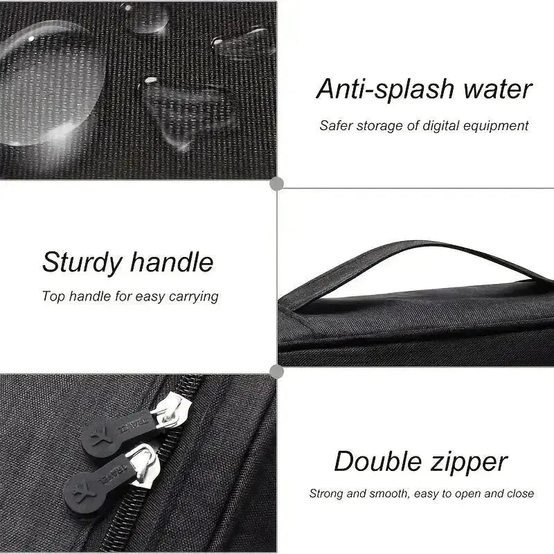 TravelMate Waterproof Cable Storage Bag Digital Organizer Portable USB Data Cable Charger Case With Compartments
