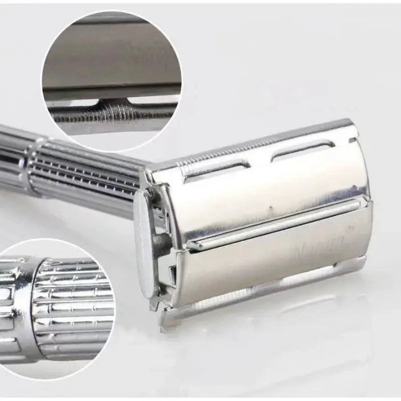 IronCrest Men Folding Razor Kit Stainless Steel Shaving Knife With 10 Replacement Blades For A Precise Close Shave