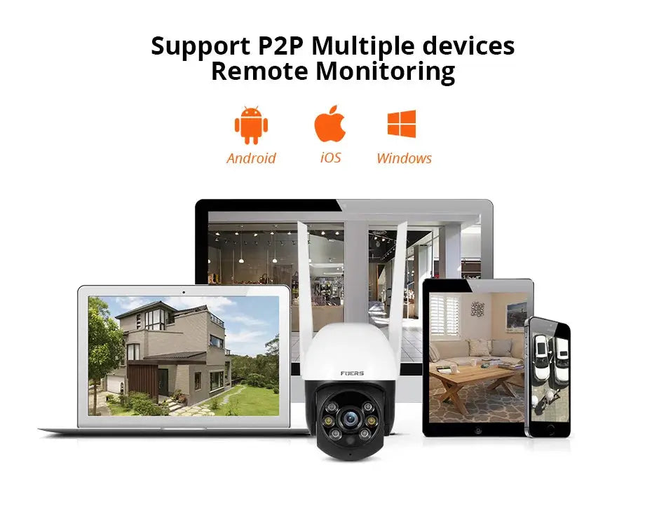 Fuers 8MP 4K IP WiFi outdoor security camera with AI human detection and auto-tracking; Simples Market.