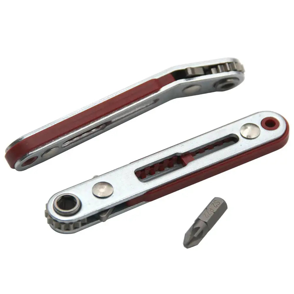 Multifunctional Bidirectional Ratchet Screwdriver Elbow With Interchangeable Heads For Flat Phillips Slotted And Cross