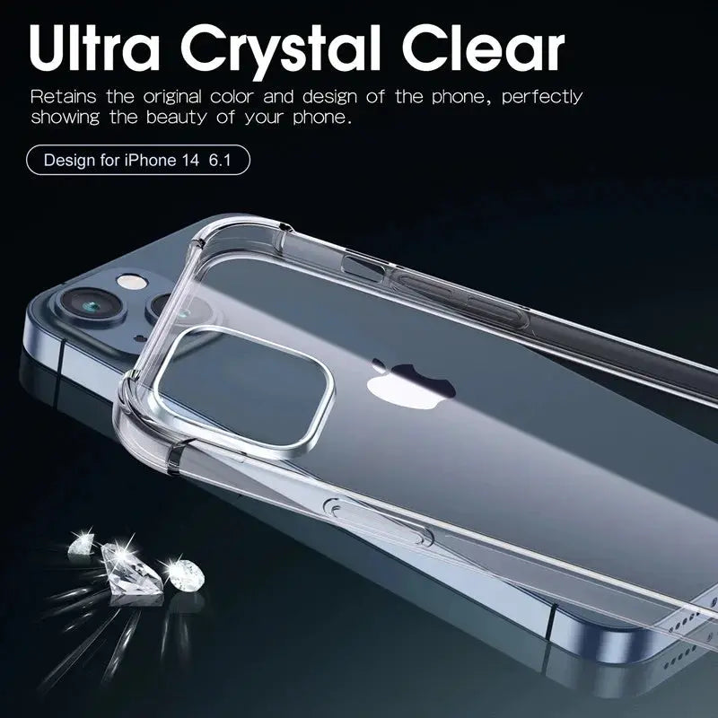 ClearGuard Shockproof Silicone Phone Case for iPhone 15 14 13 12 Pro Max Transparent Protection