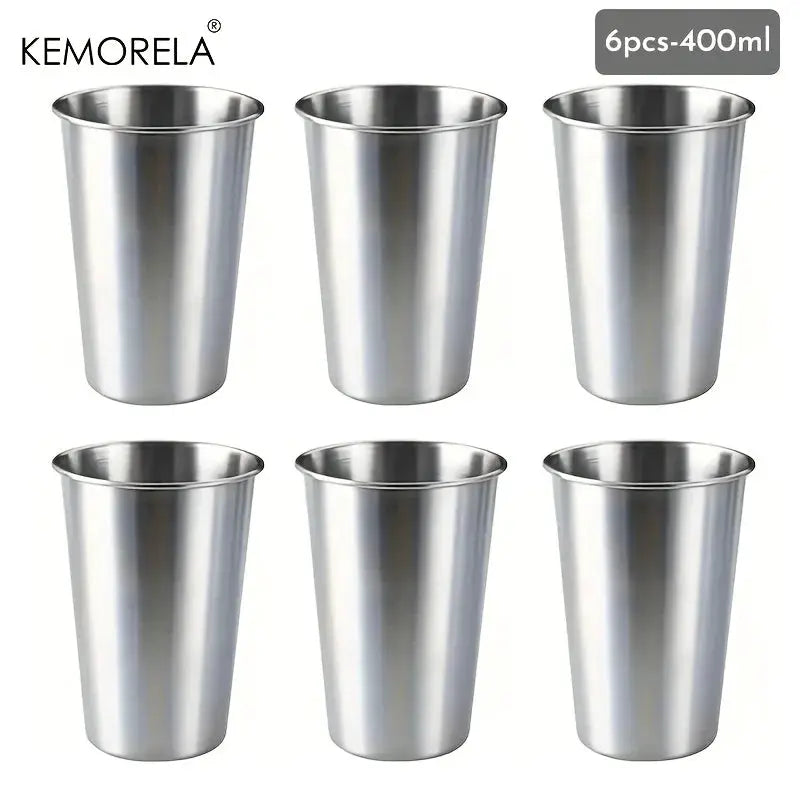 Kemorela 4 Piece Stainless Steel Cup Set With 300ml 400ml And 500ml Tumblers Stackable Camping Drinking Glasses