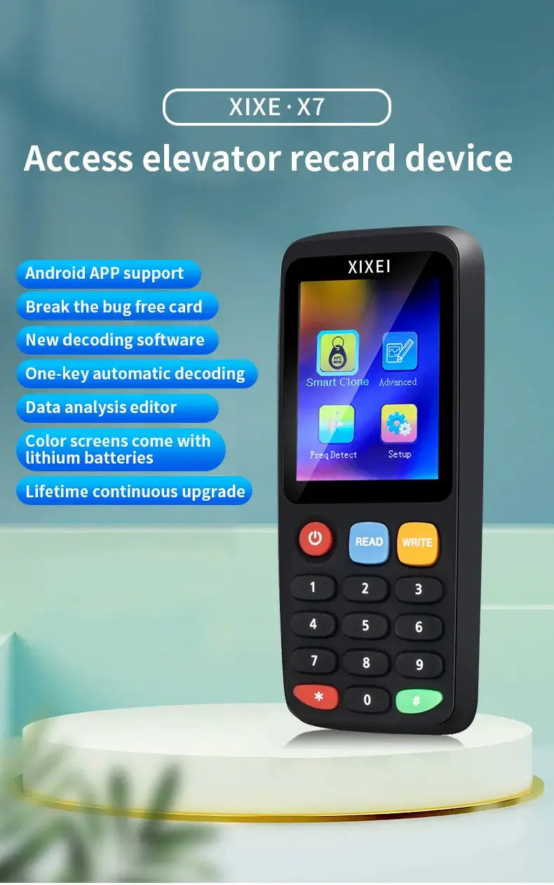 Simples Market X7 RFID smart card reader with keypad and color LCD display