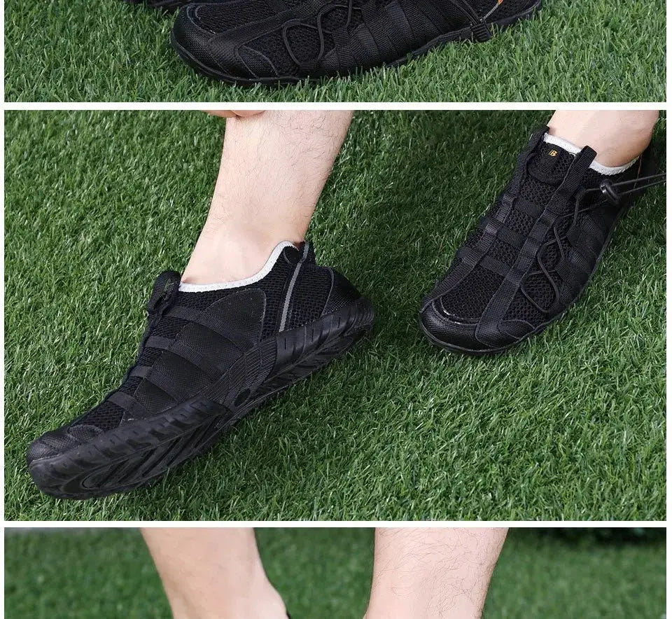 BONA men's black lace-up running shoes with mesh upper for outdoor walking and jogging