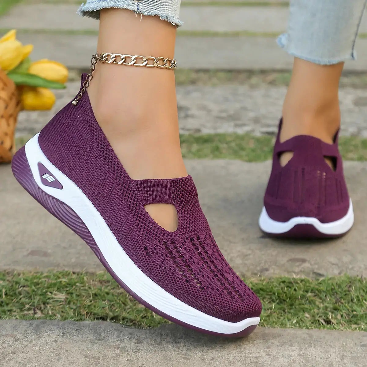 NovaStride Casual Slip On Womens Summer Shoes With Breathable Mesh Upper For All Day Comfort