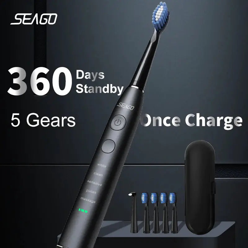 Seago Electric Toothbrush USB Rechargeable With 360 Days Battery Life And Advanced Acoustic Wave Cleaning Technology
